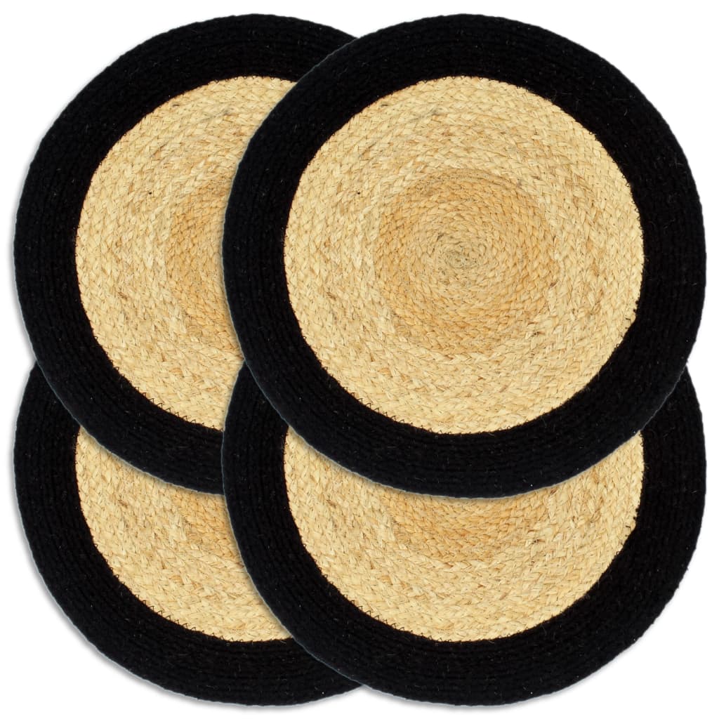vidaXL Naproane, 4 buc., natural și negru, 38 cm, iută și bumbac vidaXL Naproane, 4 buc., natural și negru, 38 cm, iută și bumbac