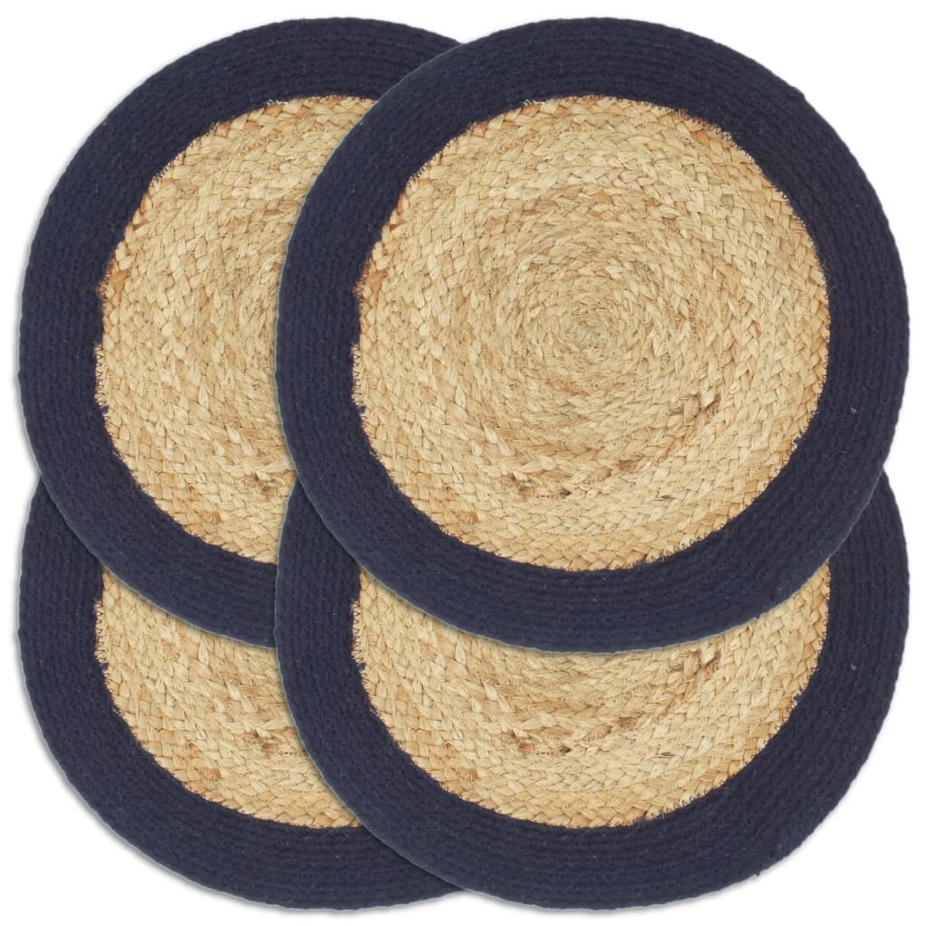 vidaXL Naproane, 4 buc., natural și bleumarin, 38 cm, iută și bumbac vidaXL Naproane, 4 buc., natural și bleumarin, 38 cm, iută și bumbac