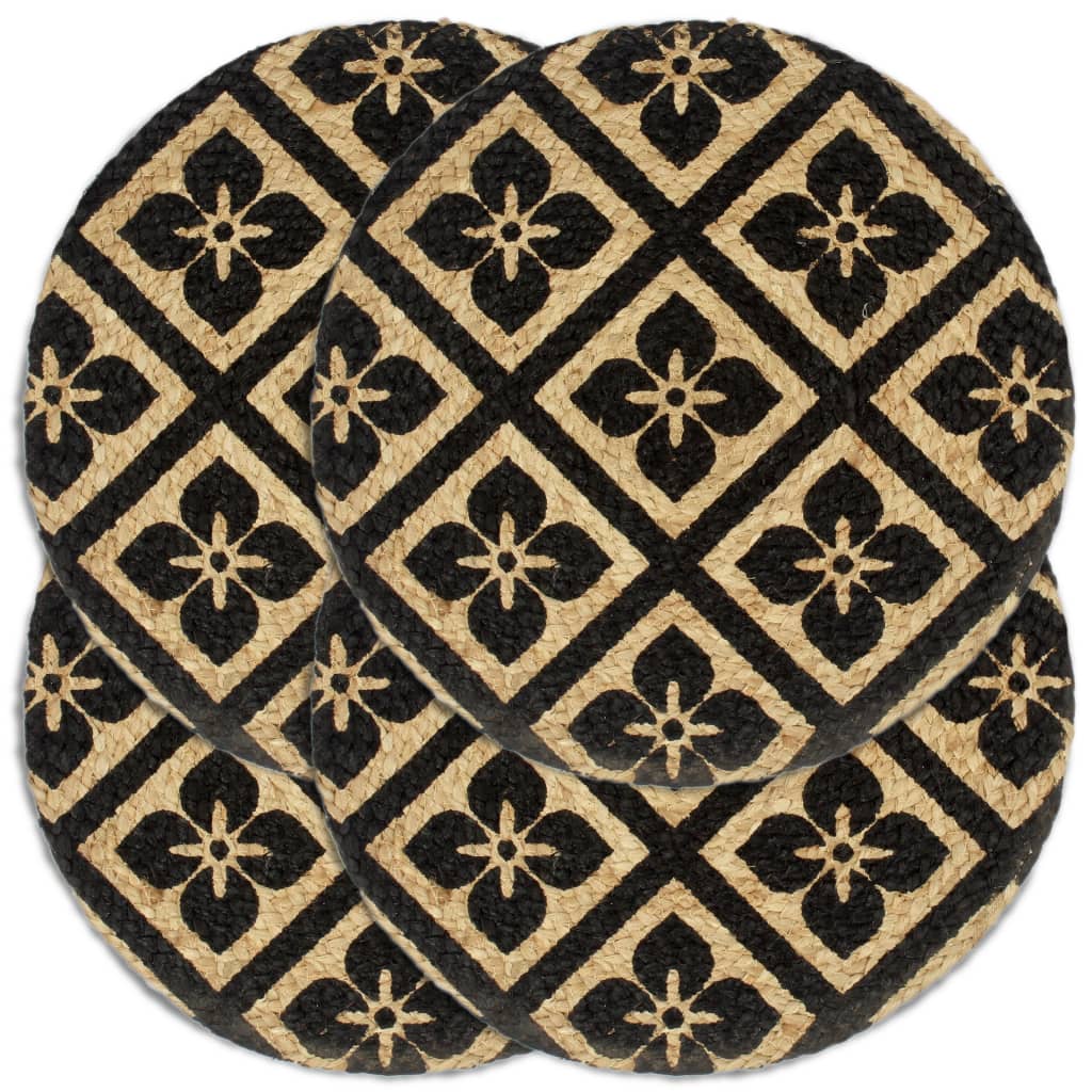 vidaXL Naproane, 4 buc., negru, 38 cm, iută, rotund vidaXL Naproane, 4 buc., negru, 38 cm, iută, rotund