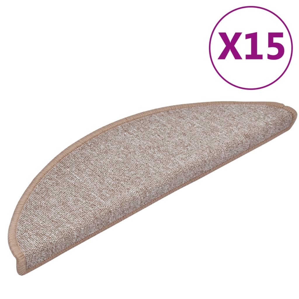vidaXL Covorașe pentru scări, 15 buc., 56x17x3 cm, maro deschis, semirotunde vidaXL Covorașe pentru scări, 15 buc., 56x17x3 cm, maro deschis, semirotunde