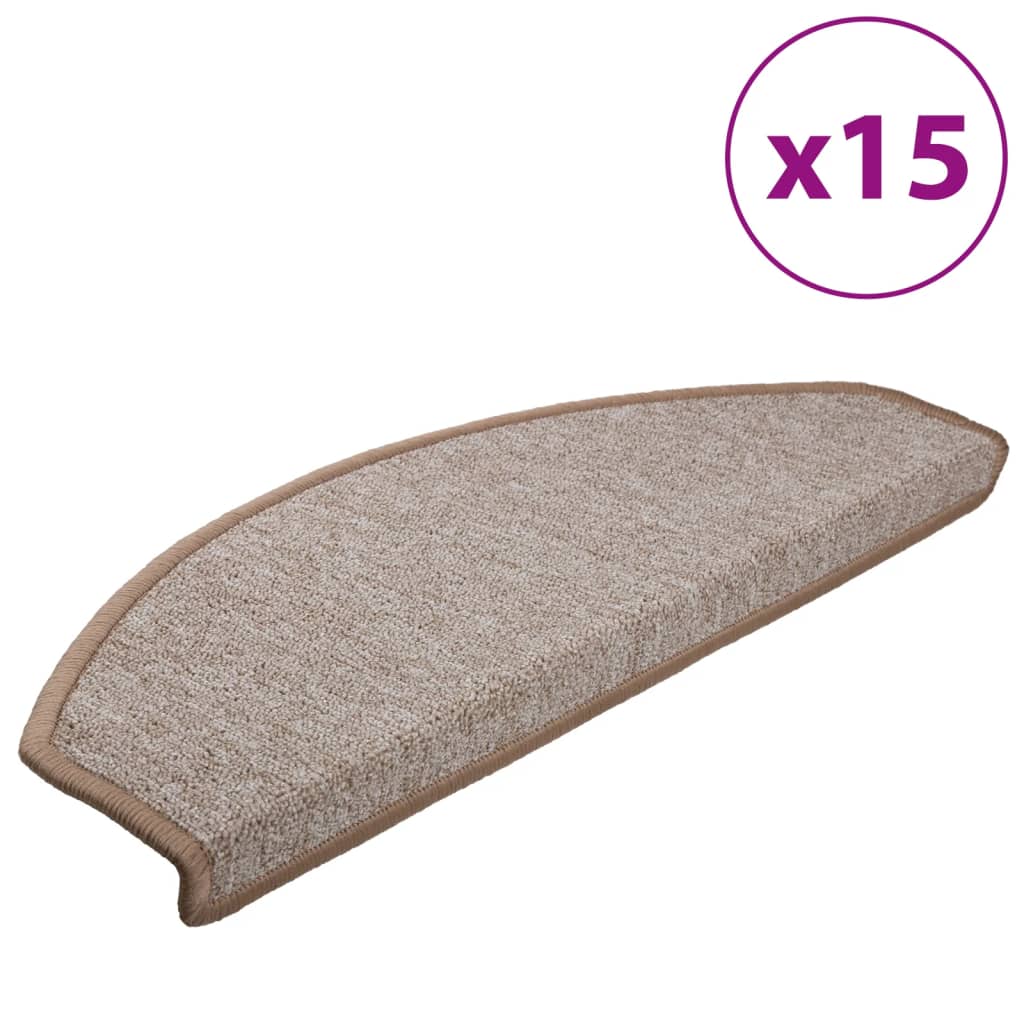 vidaXL Covorașe pentru scări, 15 buc., 65x24x4 cm, maro deschis, semirotunde, mari vidaXL Covorașe pentru scări, 15 buc., 65x24x4 cm, maro deschis, semirotunde, mari