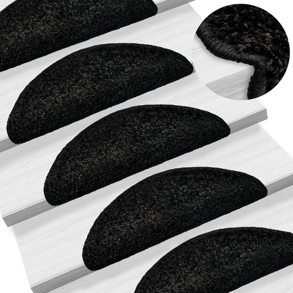 vidaXL Covorașe pentru scări, 15 buc., 56x17x3 cm, negre, semirotunde vidaXL Covorașe pentru scări, 15 buc., 56x17x3 cm, negre, semirotunde