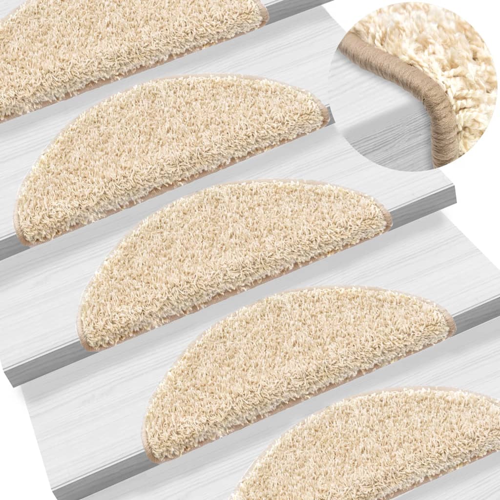 vidaXL Covorașe pentru scări, 15 buc., 56x17x3 cm, semirotunde, crem vidaXL Covorașe pentru scări, 15 buc., 56x17x3 cm, semirotunde, crem