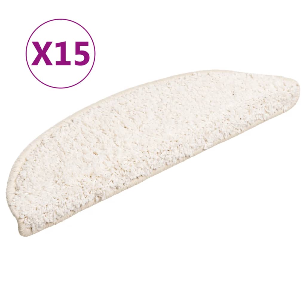 vidaXL Covorașe pentru trepte scară, 15 buc., alb, 56x17x3 cm