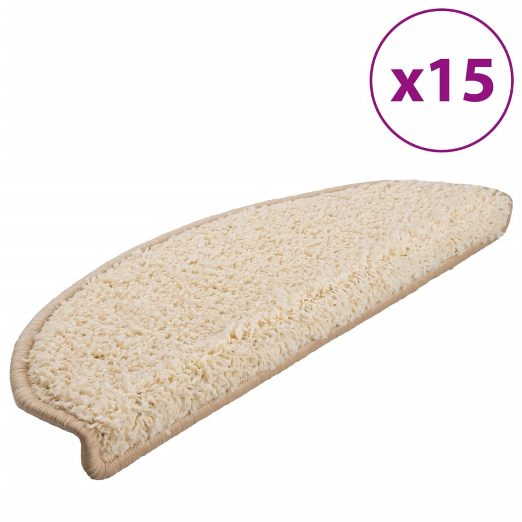 vidaXL Covorașe pentru scări, 15 buc., 65x21x4 cm, crem, semirotunde, mari vidaXL Covorașe pentru scări, 15 buc., 65x21x4 cm, crem, semirotunde, mari