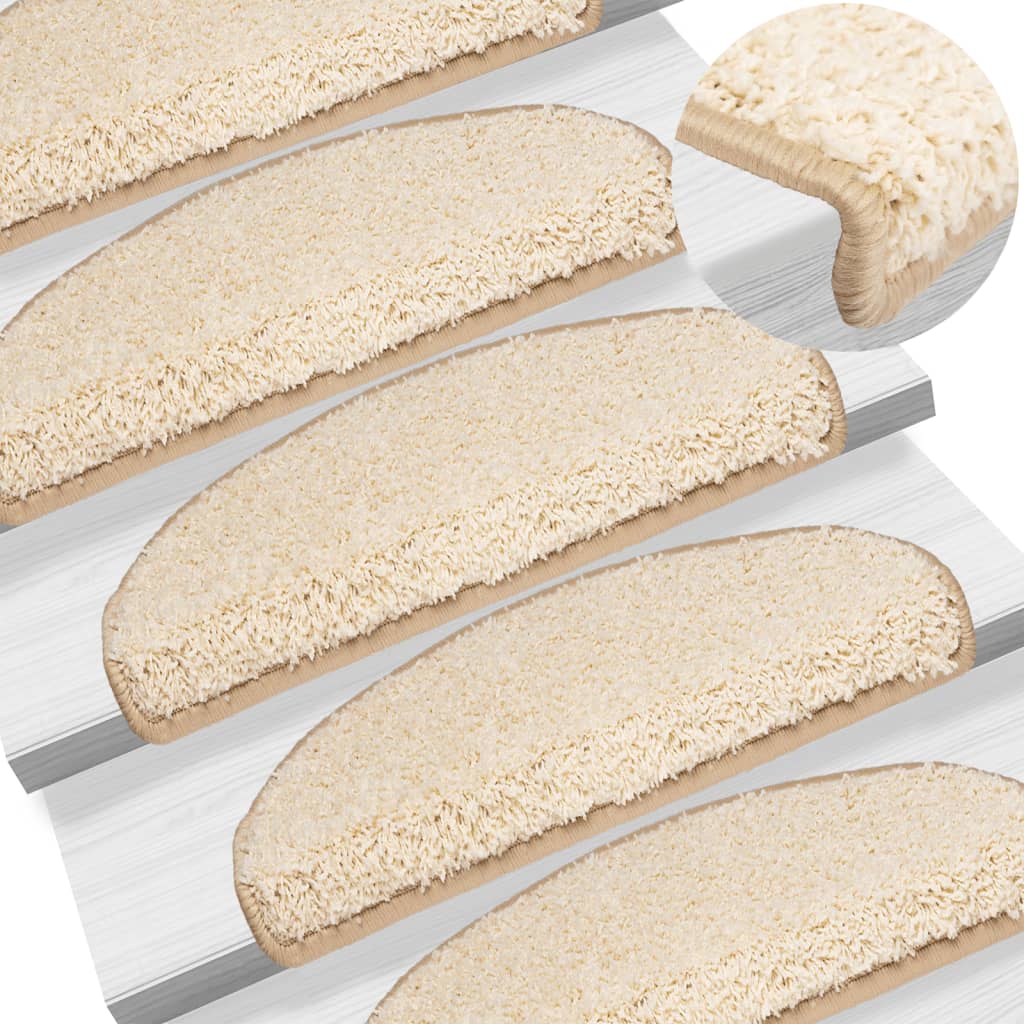 vidaXL Covorașe pentru scări, 15 buc., 65x21x4 cm, crem, semirotunde, mari vidaXL Covorașe pentru scări, 15 buc., 65x21x4 cm, crem, semirotunde, mari