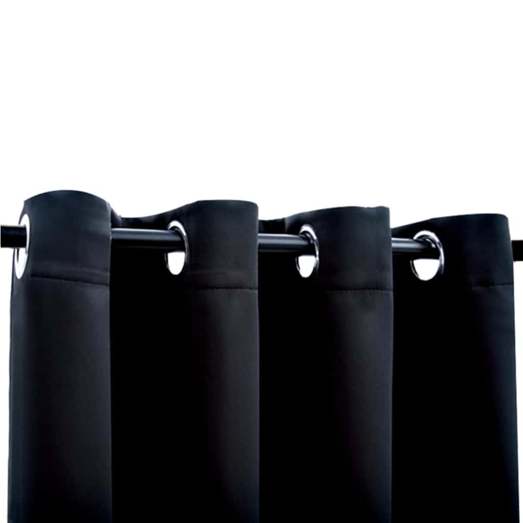 vidaXL Draperii opace cu inele metalice, 2 buc., negru, 140 x 175 cm vidaXL Draperii opace cu inele metalice, 2 buc., negru, 140 x 175 cm