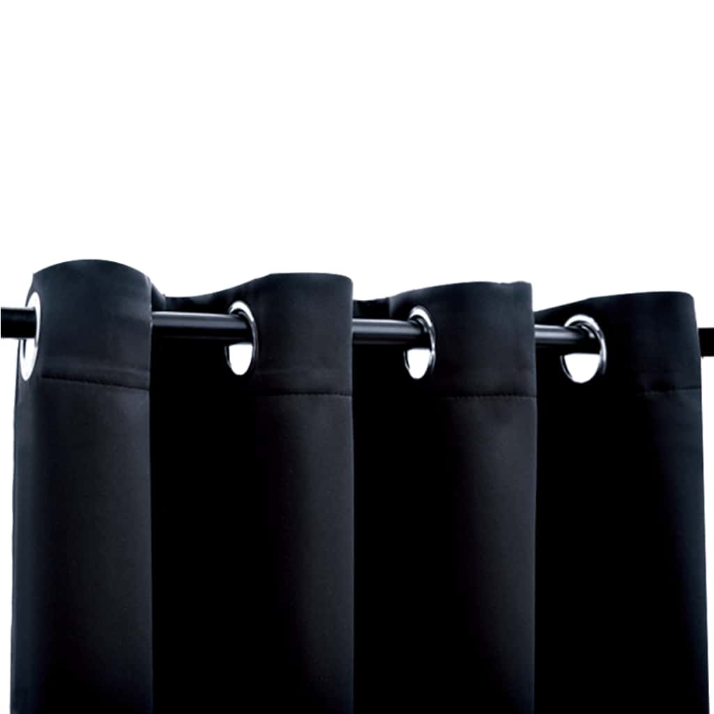 vidaXL Draperii opace cu inele metalice, 2 buc., negru, 140 x 225 cm vidaXL Draperii opace cu inele metalice, 2 buc., negru, 140 x 225 cm