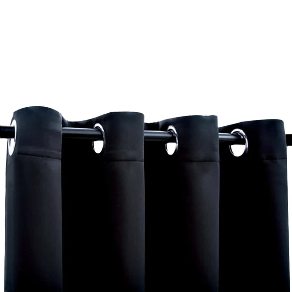 vidaXL Draperii opace cu inele metalice, 2 buc., negru, 140 x 245 cm
