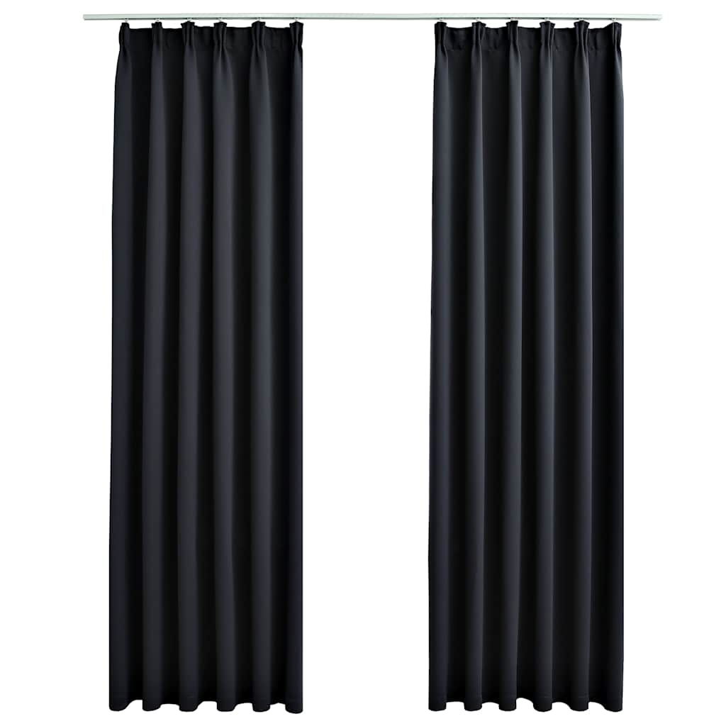 vidaXL Draperii opace cu cârlige, 2 buc., negru, 140 x 175 cm vidaXL Draperii opace cu cârlige, 2 buc., negru, 140 x 175 cm