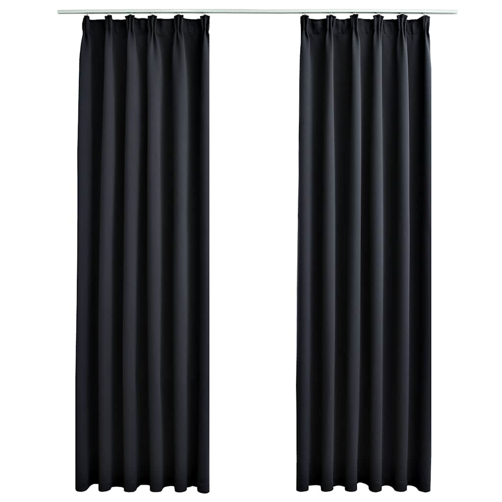 vidaXL Draperii opace cu cârlige, 2 buc., negru, 140 x 225 cm vidaXL Draperii opace cu cârlige, 2 buc., negru, 140 x 225 cm