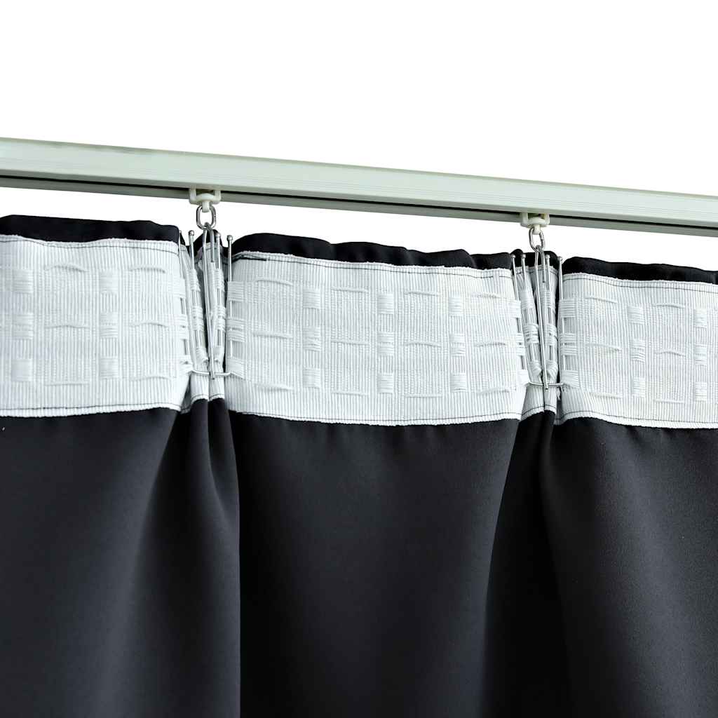 vidaXL Draperii opace cu cârlige, 2 buc., negru, 140 x 245 cm