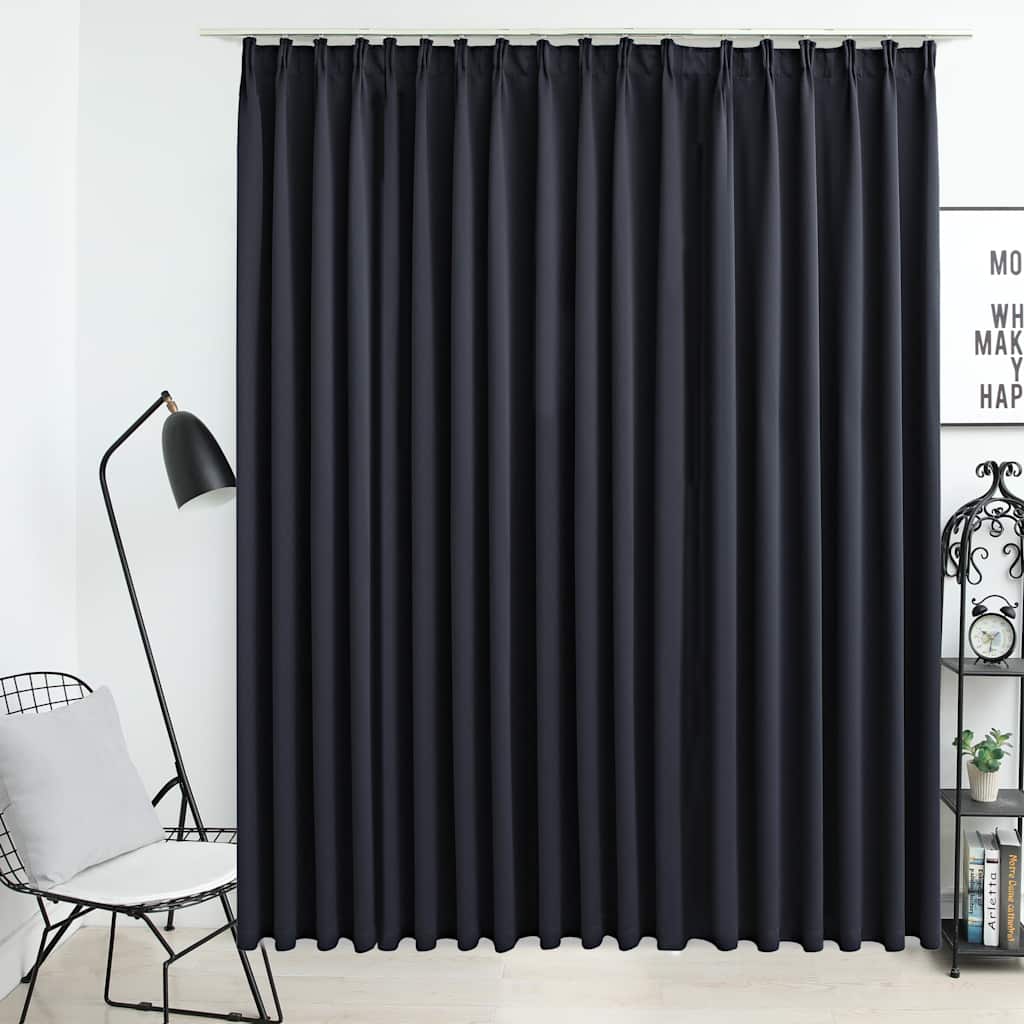 vidaXL Draperie opacă, negru, 290 x 245 cm, cu cârlige vidaXL Draperie opacă, negru, 290 x 245 cm, cu cârlige