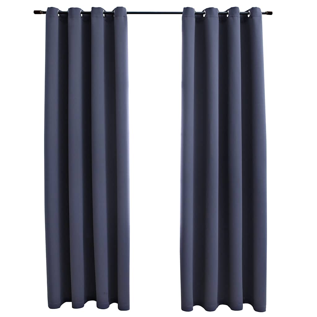 vidaXL Draperii opace cu inele metalice, 2 buc, antracit, 140 x 175 cm