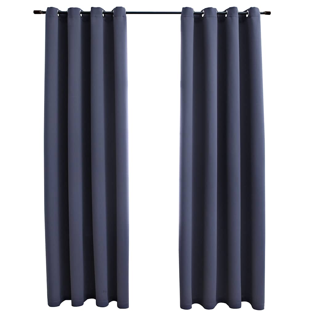 vidaXL Draperii opace cu inele metalice 2 buc., antracit, 140 x 245 cm vidaXL Draperii opace cu inele metalice 2 buc., antracit, 140 x 245 cm