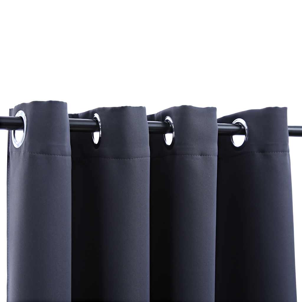 vidaXL Draperii opace cu inele metalice 2 buc., antracit, 140 x 245 cm vidaXL Draperii opace cu inele metalice 2 buc., antracit, 140 x 245 cm