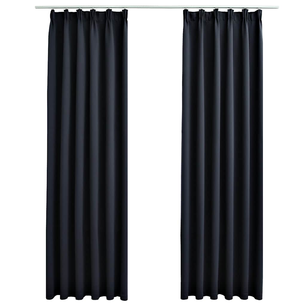 vidaXL Draperii opace cu cârlige, 2 buc., antracit, 140 x 175 cm vidaXL Draperii opace cu cârlige, 2 buc., antracit, 140 x 175 cm