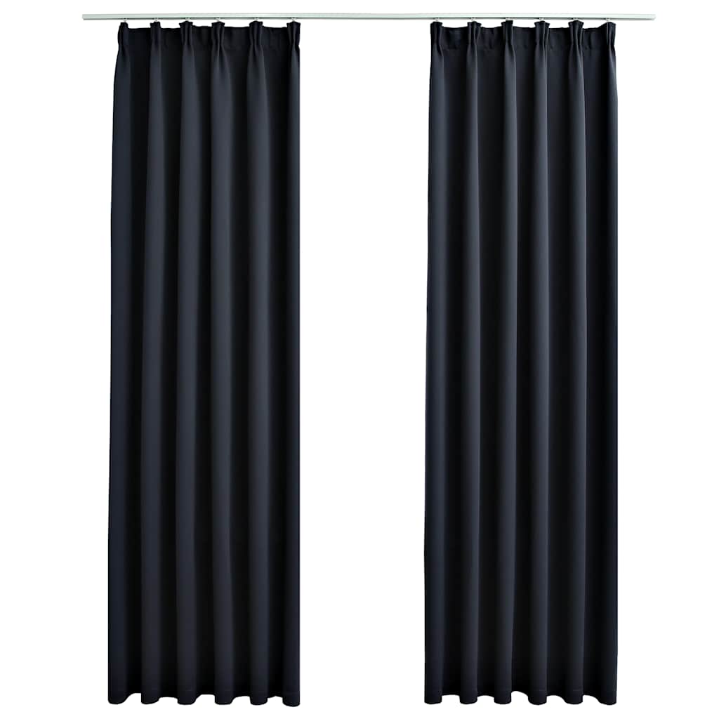 vidaXL Draperii opace cu cârlige, 2 buc., antracit, 140 x 225 cm vidaXL Draperii opace cu cârlige, 2 buc., antracit, 140 x 225 cm