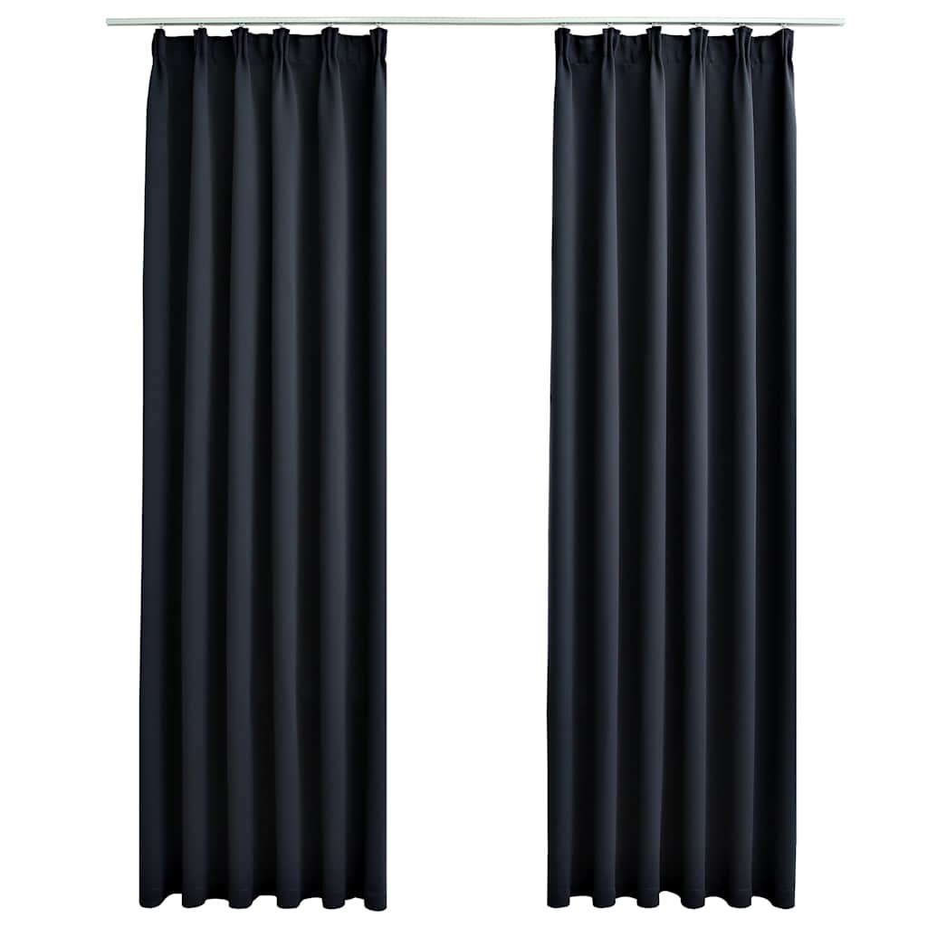 vidaXL Draperii opace cu cârlige, 2 buc., antracit, 140 x 245 cm vidaXL Draperii opace cu cârlige, 2 buc., antracit, 140 x 245 cm