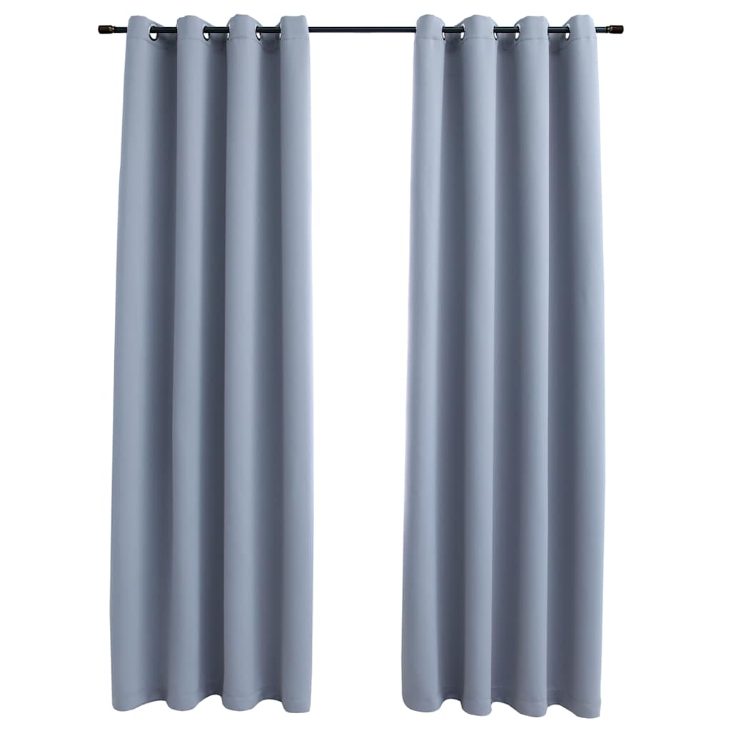vidaXL Draperii opace cu inele metalice, 2 buc., gri, 140 x 175 cm vidaXL Draperii opace cu inele metalice, 2 buc., gri, 140 x 175 cm