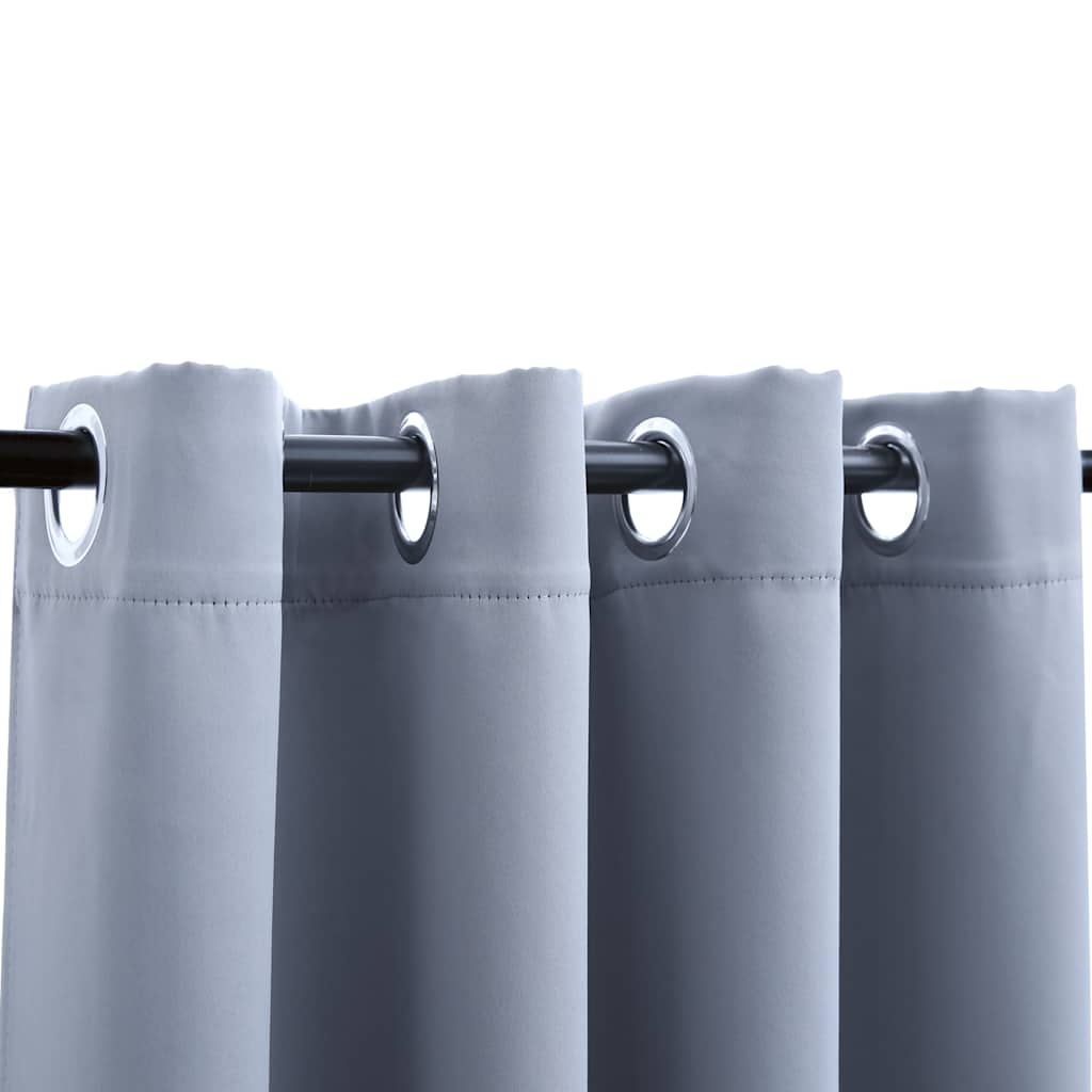 vidaXL Draperii opace cu inele metalice, 2 buc., gri, 140 x 175 cm vidaXL Draperii opace cu inele metalice, 2 buc., gri, 140 x 175 cm