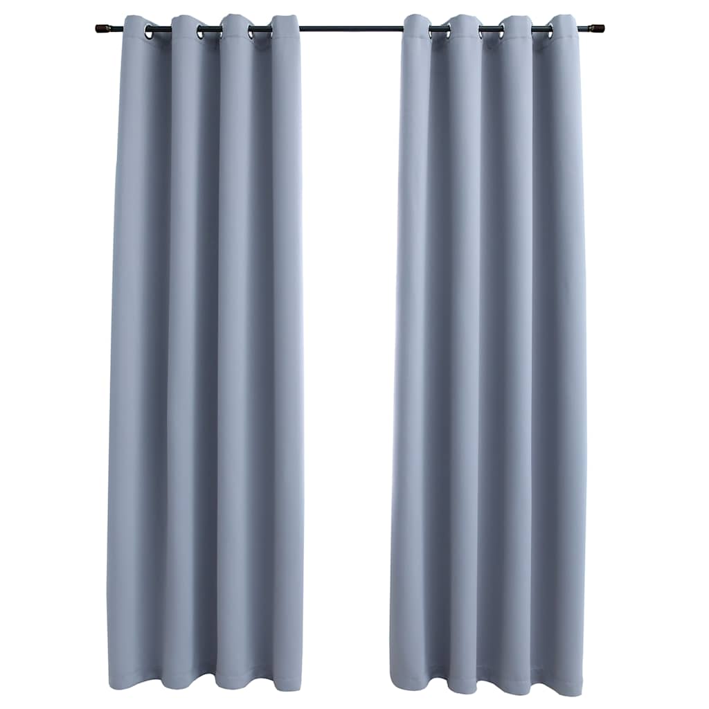 vidaXL Draperii opace cu inele metalice, 2 buc., gri, 140 x 245 cm vidaXL Draperii opace cu inele metalice, 2 buc., gri, 140 x 245 cm