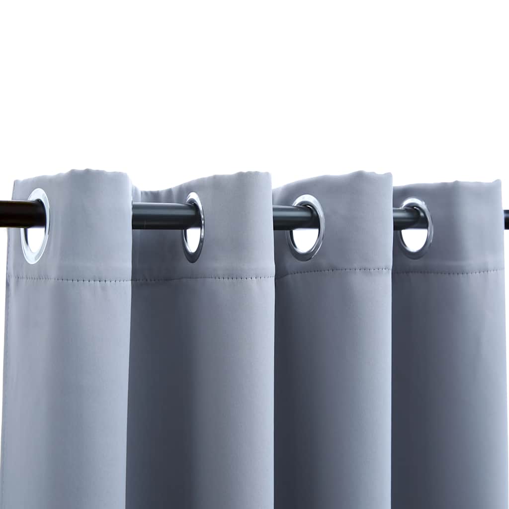 vidaXL Draperii opace cu inele metalice, 2 buc., gri, 140 x 245 cm vidaXL Draperii opace cu inele metalice, 2 buc., gri, 140 x 245 cm