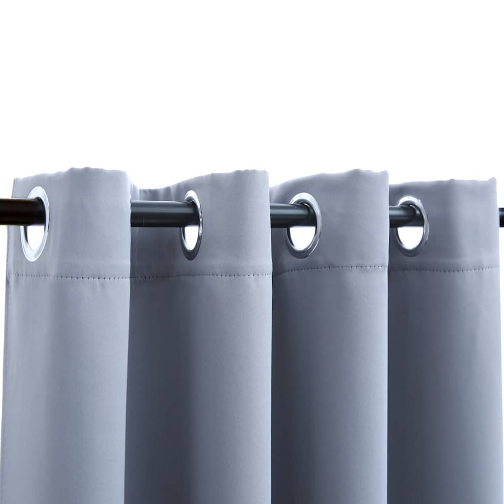 vidaXL Draperie opacă cu inele metalice, gri, 290 x 245 cm vidaXL Draperie opacă cu inele metalice, gri, 290 x 245 cm