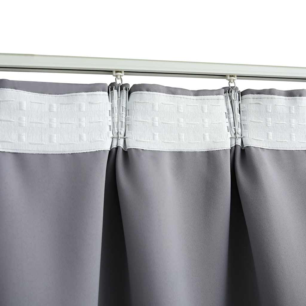 vidaXL Draperii opace cu cârlige, 2 buc., gri, 140 x 225 cm vidaXL Draperii opace cu cârlige, 2 buc., gri, 140 x 225 cm