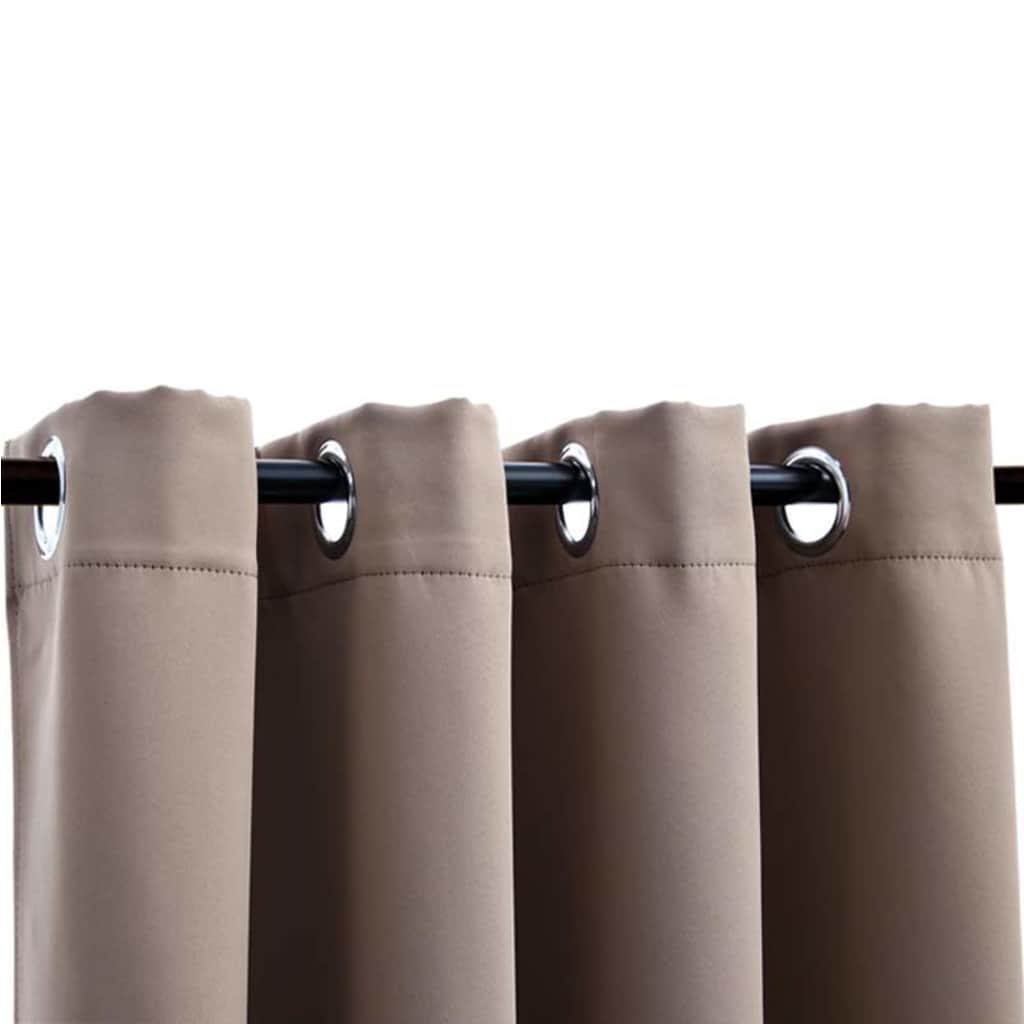 vidaXL Draperii opace cu inele metalice, 2 buc., gri taupe, 140x225 cm vidaXL Draperii opace cu inele metalice, 2 buc., gri taupe, 140x225 cm