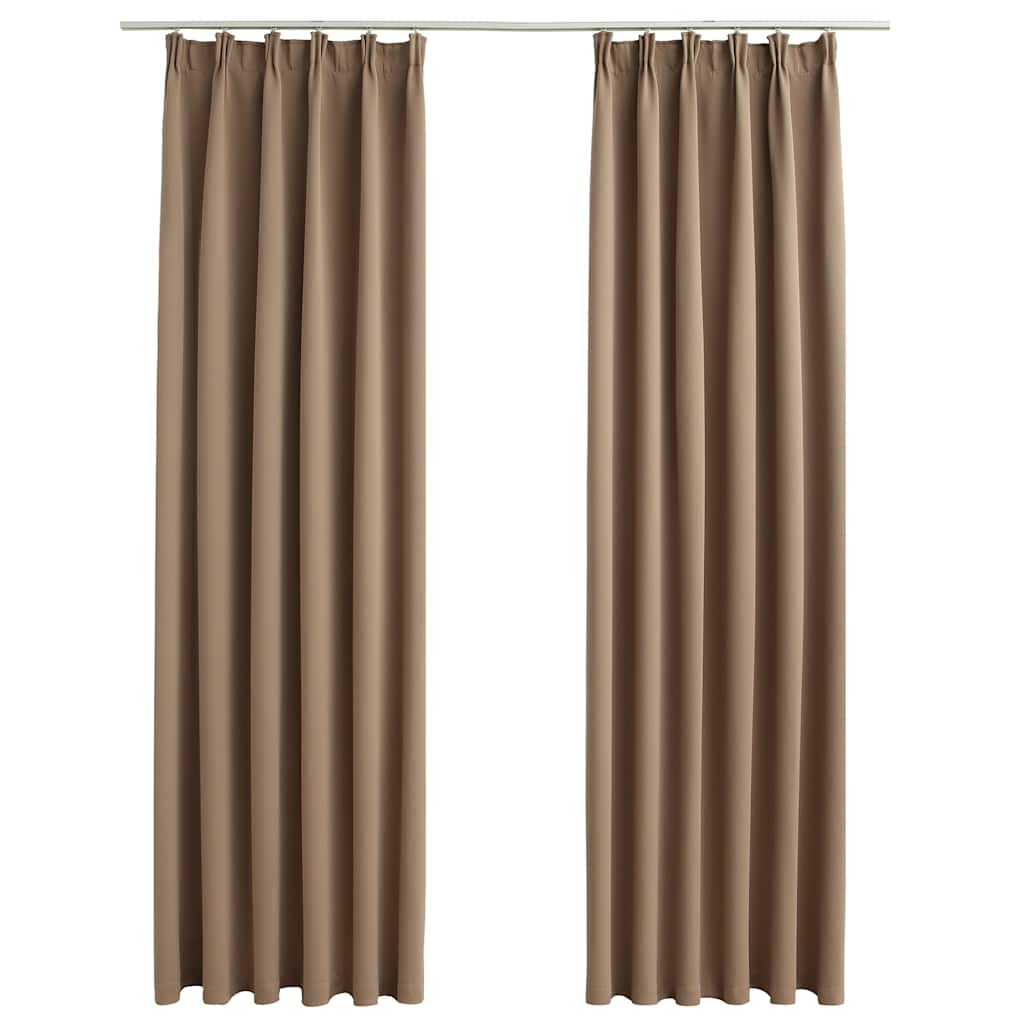vidaXL Draperii opace, 2 buc., gri taupe, 140 x 245 cm, cu cârlige vidaXL Draperii opace, 2 buc., gri taupe, 140 x 245 cm, cu cârlige
