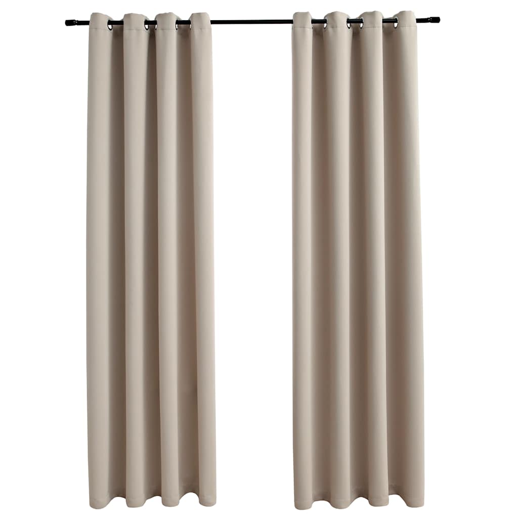 vidaXL Draperii opace cu inele metalice, 2 buc., bej, 140 x 175 cm