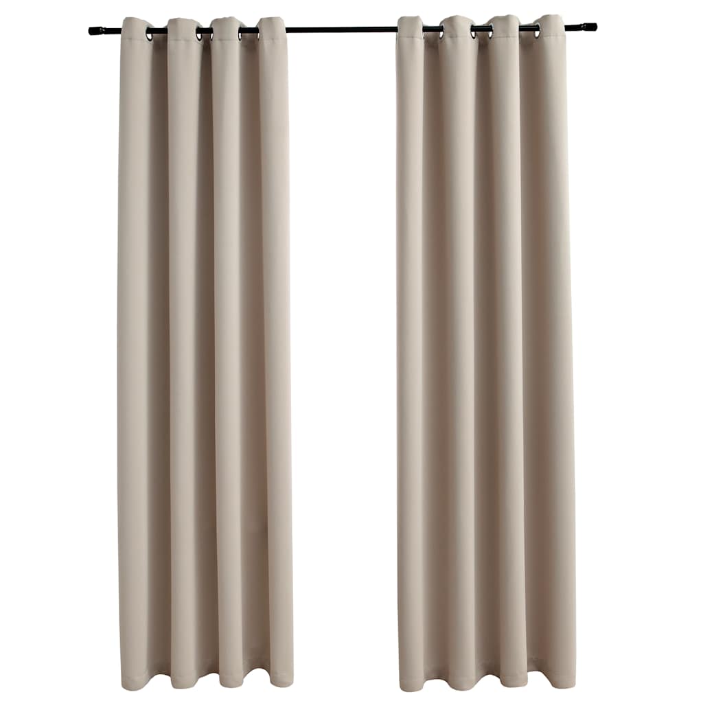 vidaXL Draperii opace cu inele metalice, 2 buc., bej, 140 x 245 cm vidaXL Draperii opace cu inele metalice, 2 buc., bej, 140 x 245 cm