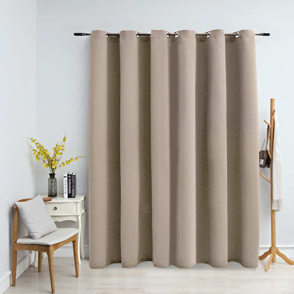 vidaXL Draperie opacă cu inele metalice, bej, 290 x 245 cm vidaXL Draperie opacă cu inele metalice, bej, 290 x 245 cm