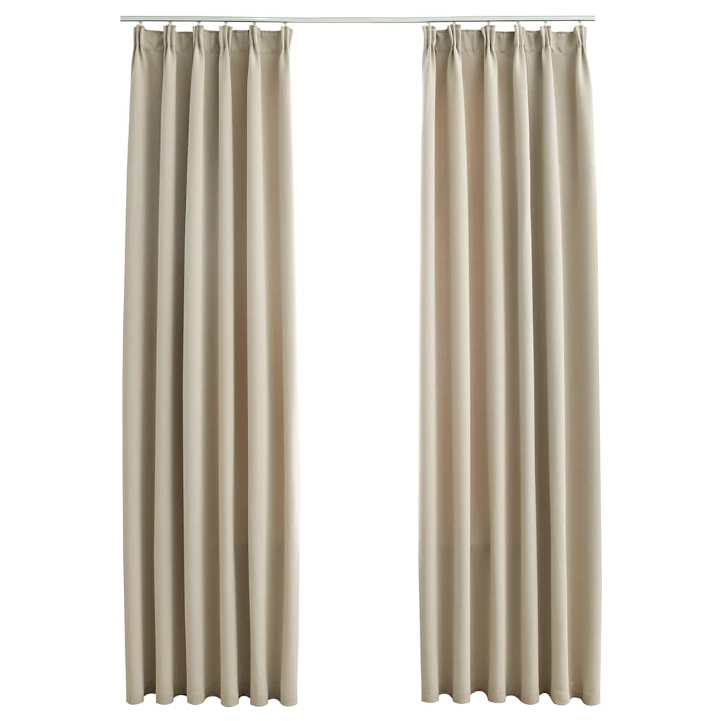 vidaXL Draperii opace cu cârlige, 2 buc., bej, 140 x 175 cm vidaXL Draperii opace cu cârlige, 2 buc., bej, 140 x 175 cm