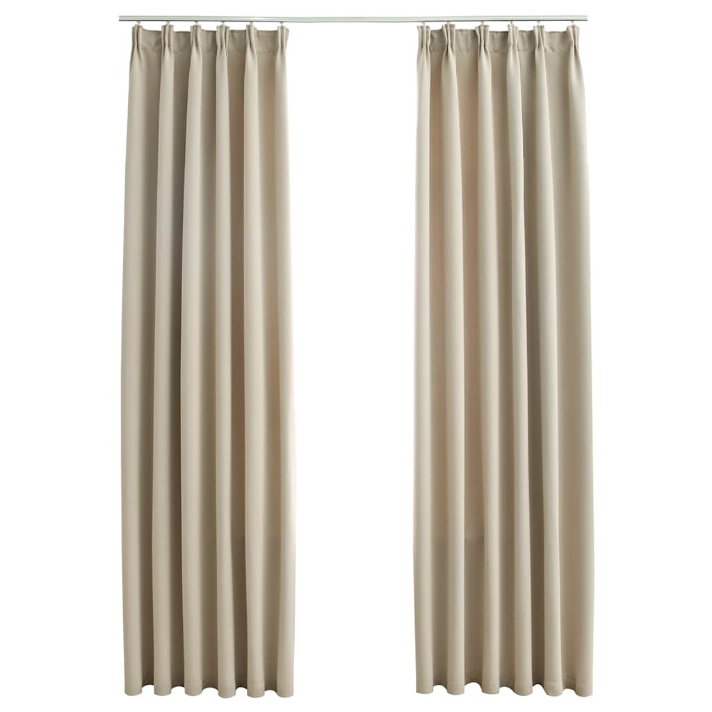 vidaXL Draperii opace cu cârlige, 2 buc., bej, 140 x 225 cm vidaXL Draperii opace cu cârlige, 2 buc., bej, 140 x 225 cm