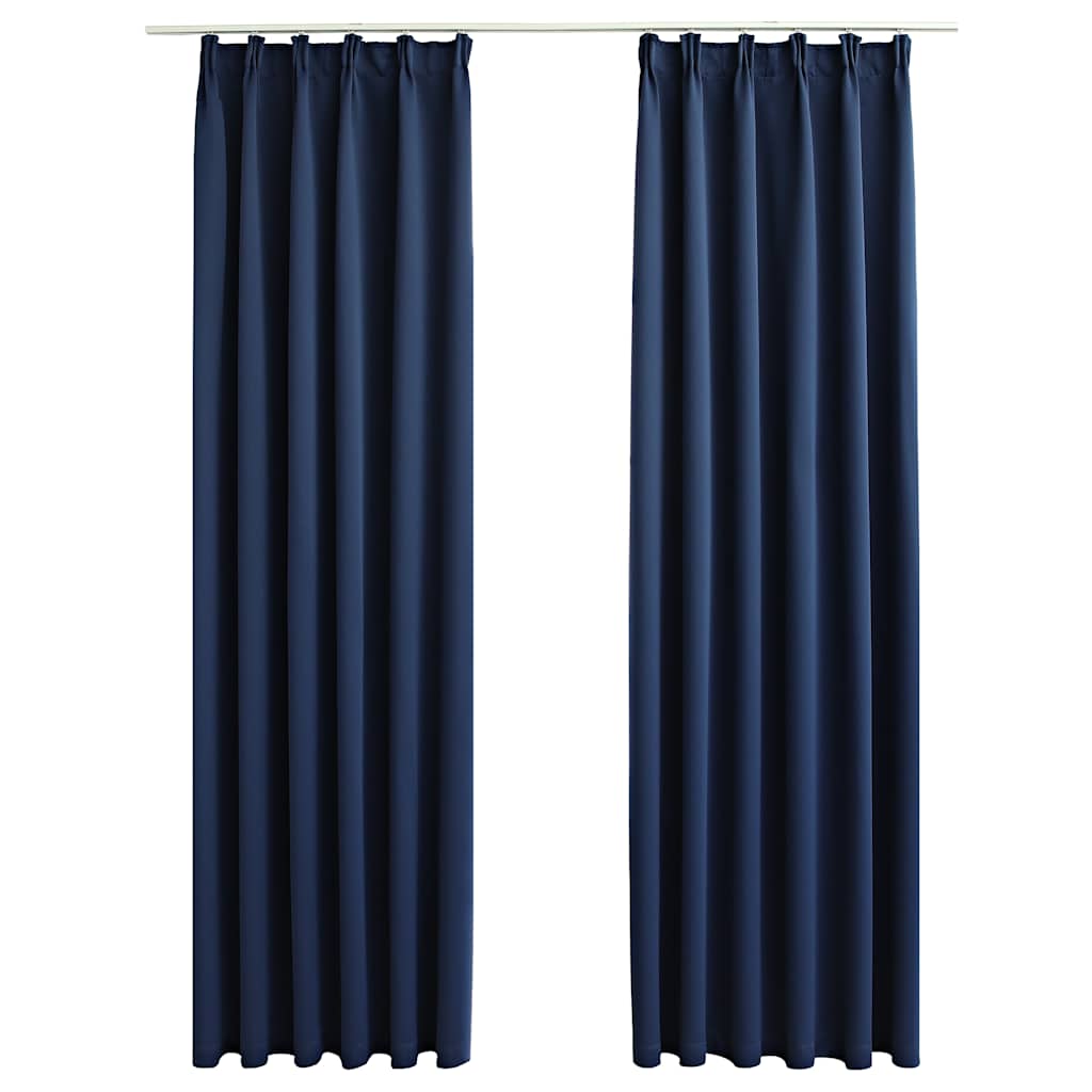 vidaXL Draperii opace cu cârlige, 2 buc., albastru, 140 x 225 cm