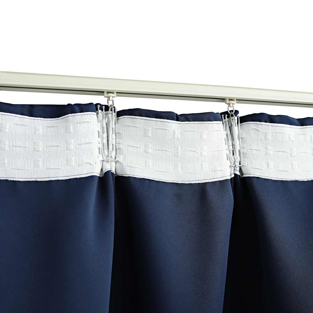 vidaXL Draperii opace cu cârlige, 2 buc., albastru, 140 x 225 cm