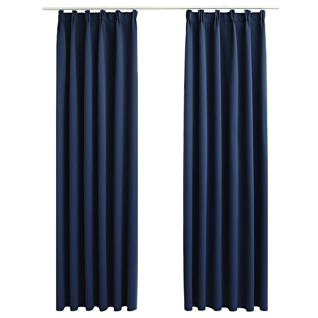 vidaXL Draperii opace cu cârlige, 2 buc., albastru, 140 x 245 cm vidaXL Draperii opace cu cârlige, 2 buc., albastru, 140 x 245 cm