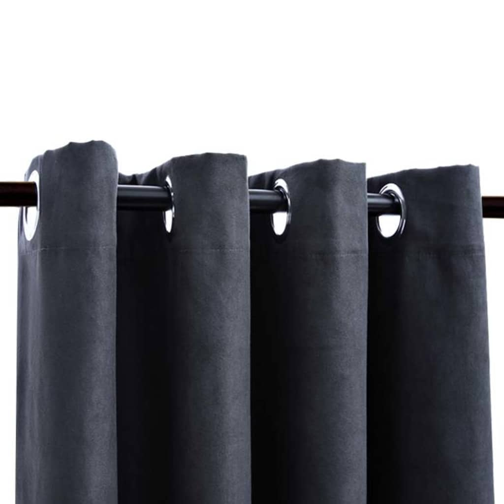 vidaXL Draperii opace cu inele metalice, 2 buc., antracit, 140x175 cm vidaXL Draperii opace cu inele metalice, 2 buc., antracit, 140x175 cm