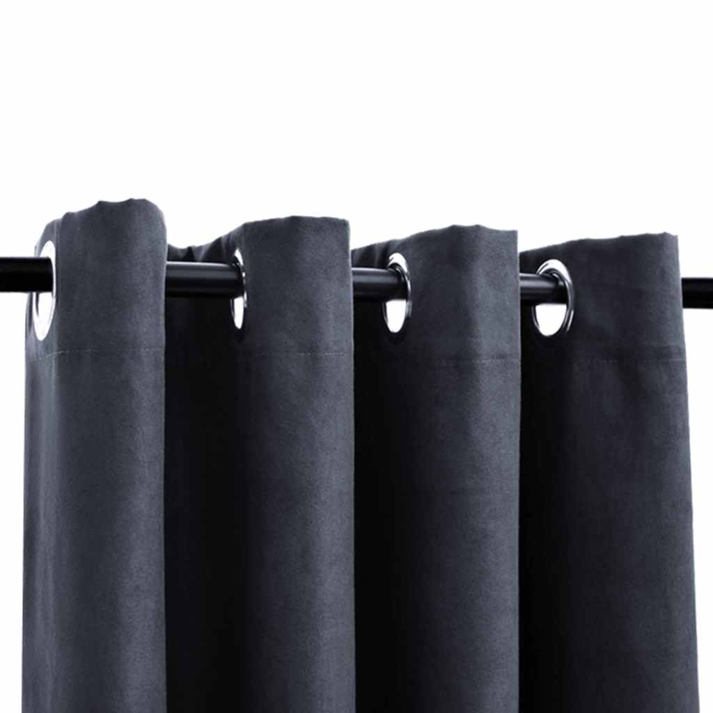 vidaXL Draperii opace cu inele metalice, 2 buc, antracit, 140 x 225 cm vidaXL Draperii opace cu inele metalice, 2 buc, antracit, 140 x 225 cm