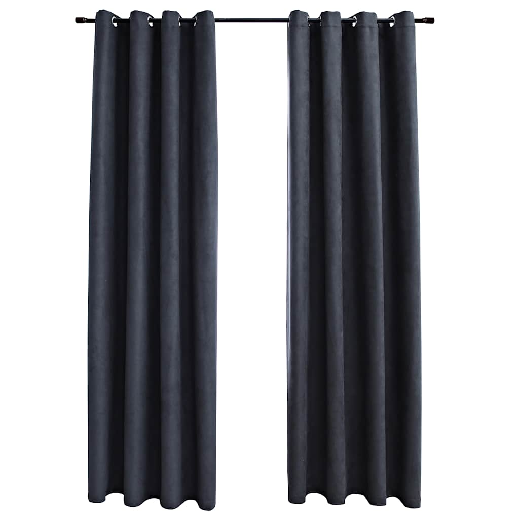 vidaXL Draperii opace cu inele metalice, 2 buc, antracit, 140 x 245 cm vidaXL Draperii opace cu inele metalice, 2 buc, antracit, 140 x 245 cm