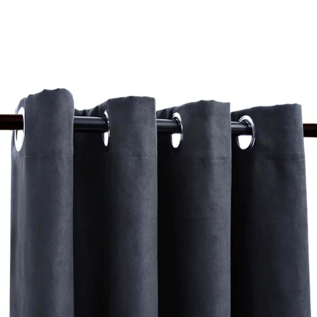 vidaXL Draperii opace cu inele metalice, 2 buc, antracit, 140 x 245 cm vidaXL Draperii opace cu inele metalice, 2 buc, antracit, 140 x 245 cm