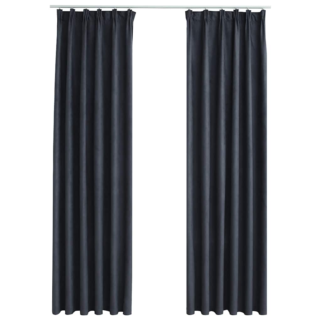 vidaXL Draperii opace cu cârlige, 2 buc., antracit, 140 x 175 cm vidaXL Draperii opace cu cârlige, 2 buc., antracit, 140 x 175 cm