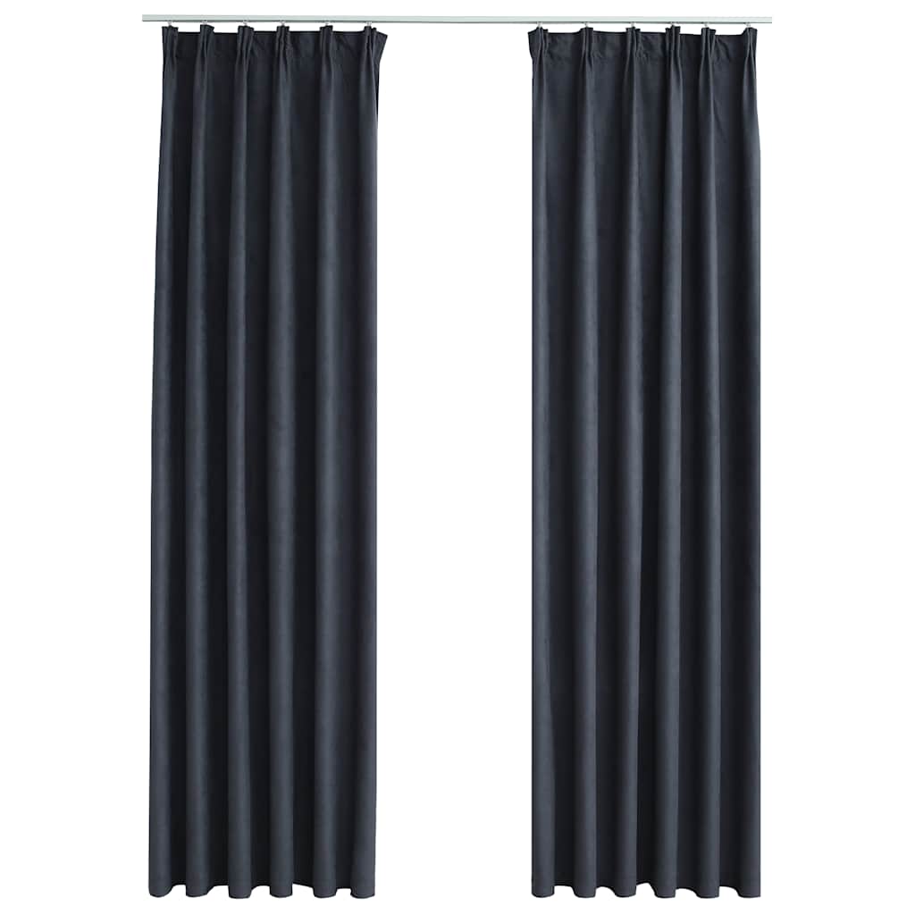 vidaXL Draperii opace cu cârlige, 2 buc., antracit, 140 x 225 cm vidaXL Draperii opace cu cârlige, 2 buc., antracit, 140 x 225 cm