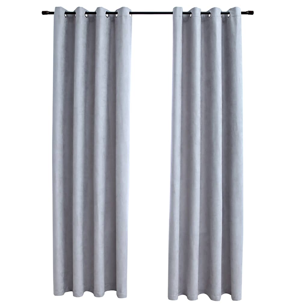 vidaXL Draperii opace cu inele metalice, 2 buc., gri, 140 x 225 cm vidaXL Draperii opace cu inele metalice, 2 buc., gri, 140 x 225 cm