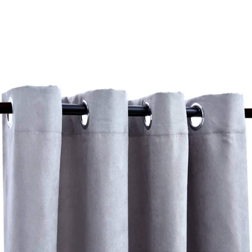 vidaXL Draperii opace cu inele metalice, 2 buc., gri, 140 x 225 cm vidaXL Draperii opace cu inele metalice, 2 buc., gri, 140 x 225 cm