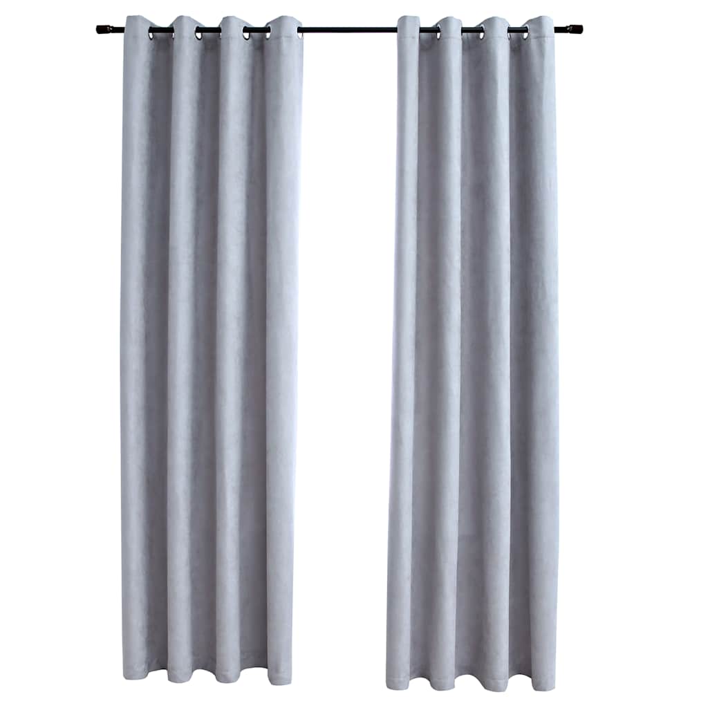 vidaXL Draperii opace cu inele metalice, 2 buc., gri, 140 x 245 cm vidaXL Draperii opace cu inele metalice, 2 buc., gri, 140 x 245 cm