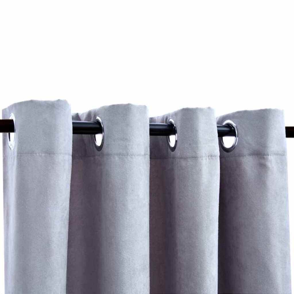 vidaXL Draperii opace cu inele metalice, 2 buc., gri, 140 x 245 cm vidaXL Draperii opace cu inele metalice, 2 buc., gri, 140 x 245 cm