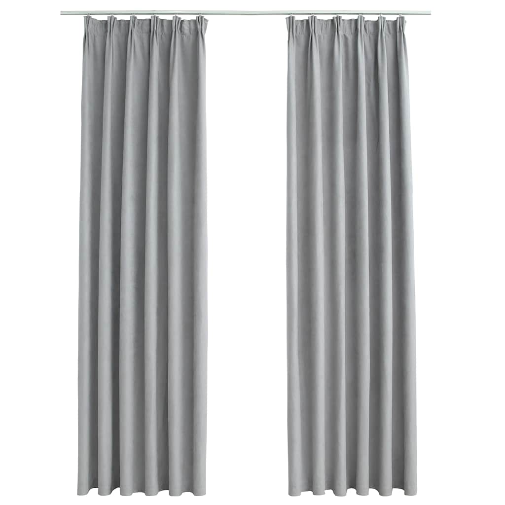 vidaXL Draperii opace cu cârlige, 2 buc., gri, 140 x 225 cm vidaXL Draperii opace cu cârlige, 2 buc., gri, 140 x 225 cm